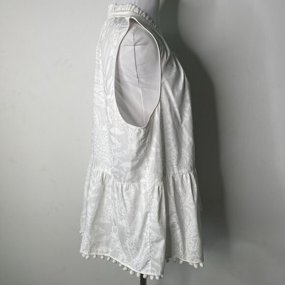 Lilly Pulitzer Women's White Novella Ruffle Hem 100% Cotton Tank Top Size XL - Picture 4 of 10